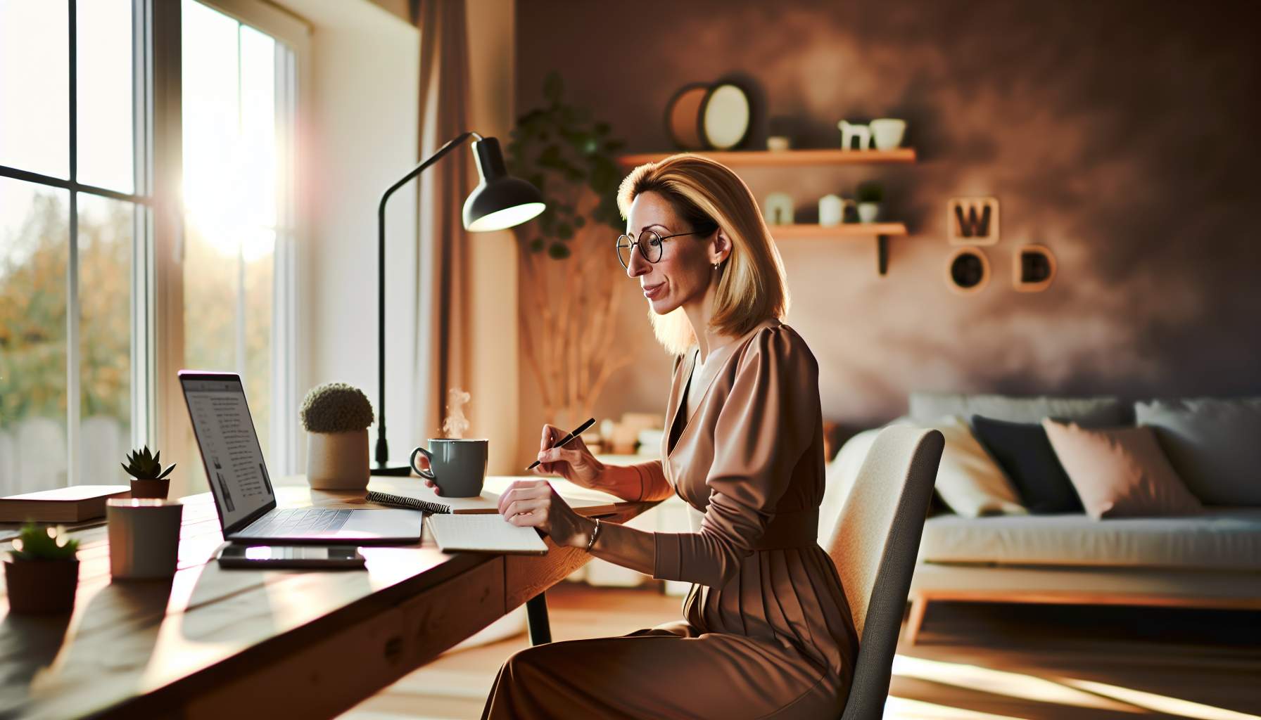 mastering-remote-work-productivity Evden canlı yayın yapan bir cam modelin çalışma düzeni